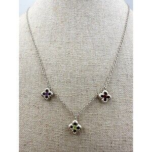 Heidi Klum 925 sterling silver natural peridot garnet amethyst charm Necklace18”